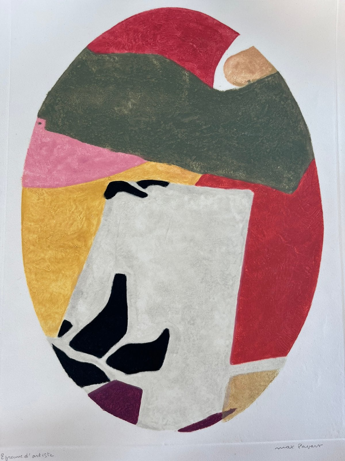 Max Papart - grote Carborundum ets - Oval II, Antiquités & Art, Art | Lithographies & Sérigraphies, Signé, Enlèvement ou Envoi