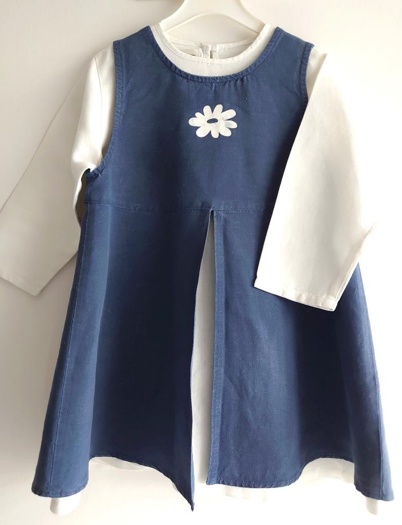Zomers linnen blauw-wit kleedje jurk voor 3 à 4 jr - K & P, Robe ou Jupe, Enlèvement ou Envoi, K & P : Kamiel & Pupilla, Utilisé