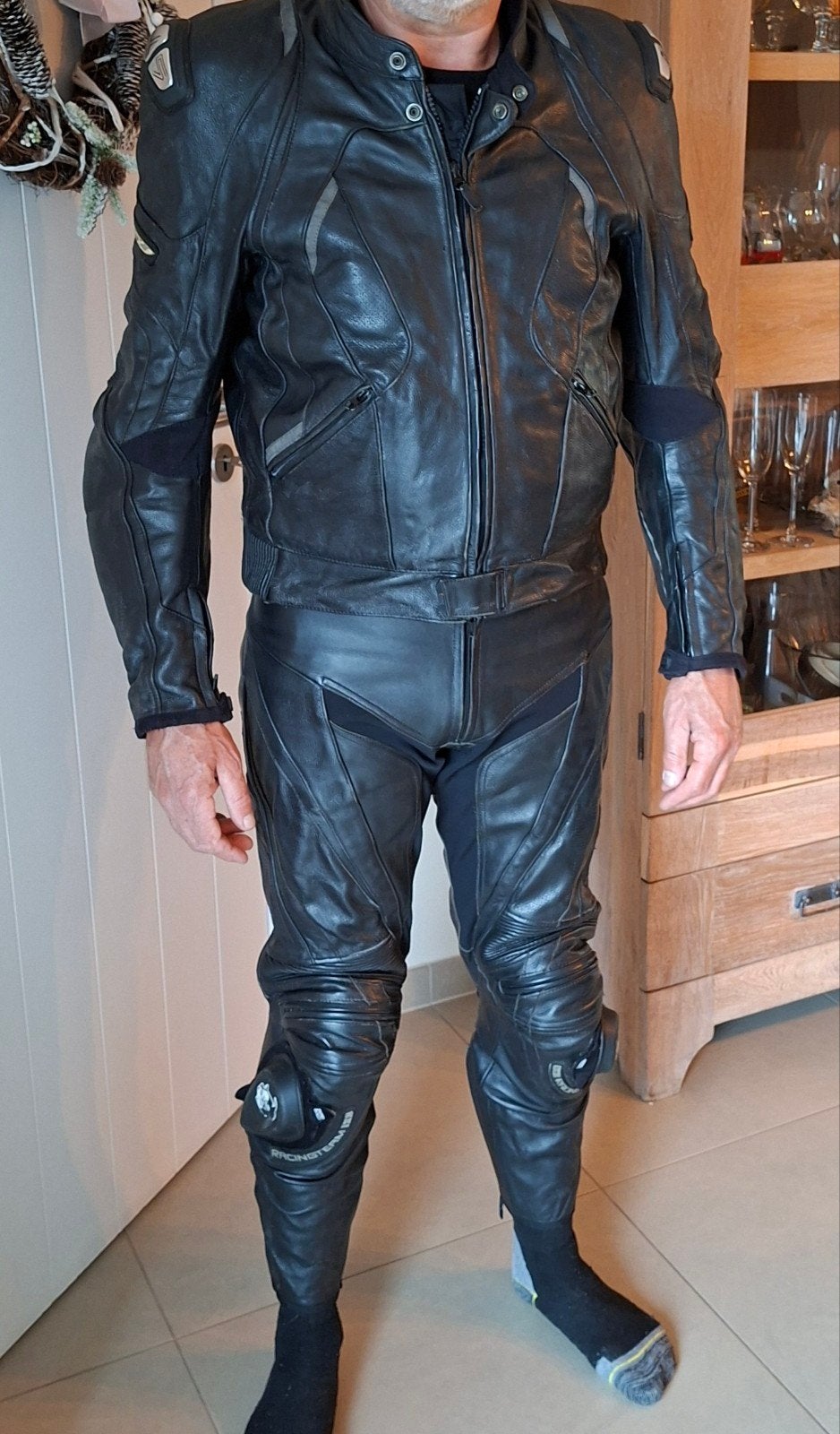 Lederen 2-delig heren motorpak IXS, Ophalen, Heren