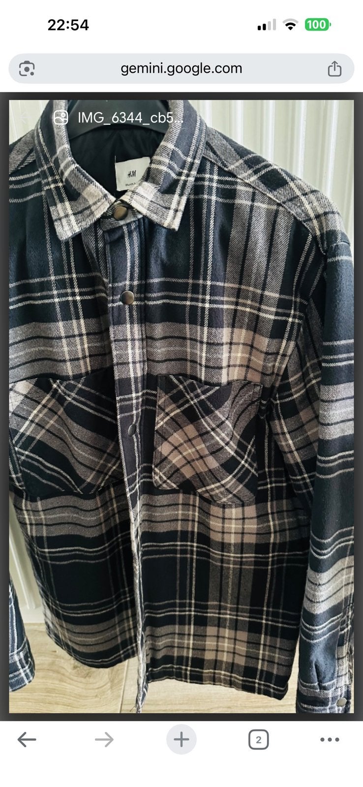 Chemise/surchemise doublée à carreaux et à carreaux H&M -S, Enlèvement ou Envoi, Comme neuf, Noir, Tour de cou 39/40 (M)