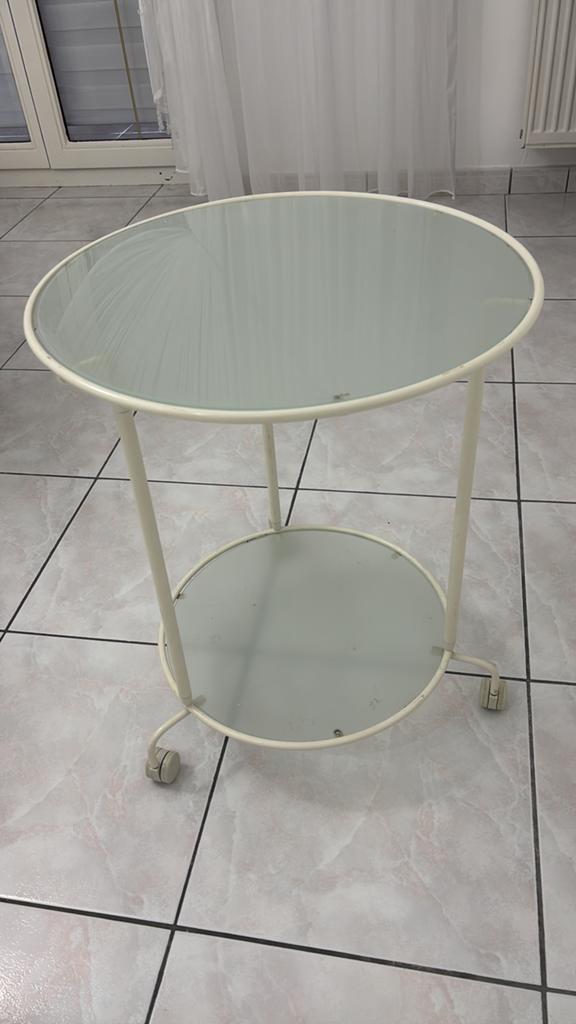 table basse ornement ronde roulettes 25 euro, Enlèvement, Comme neuf