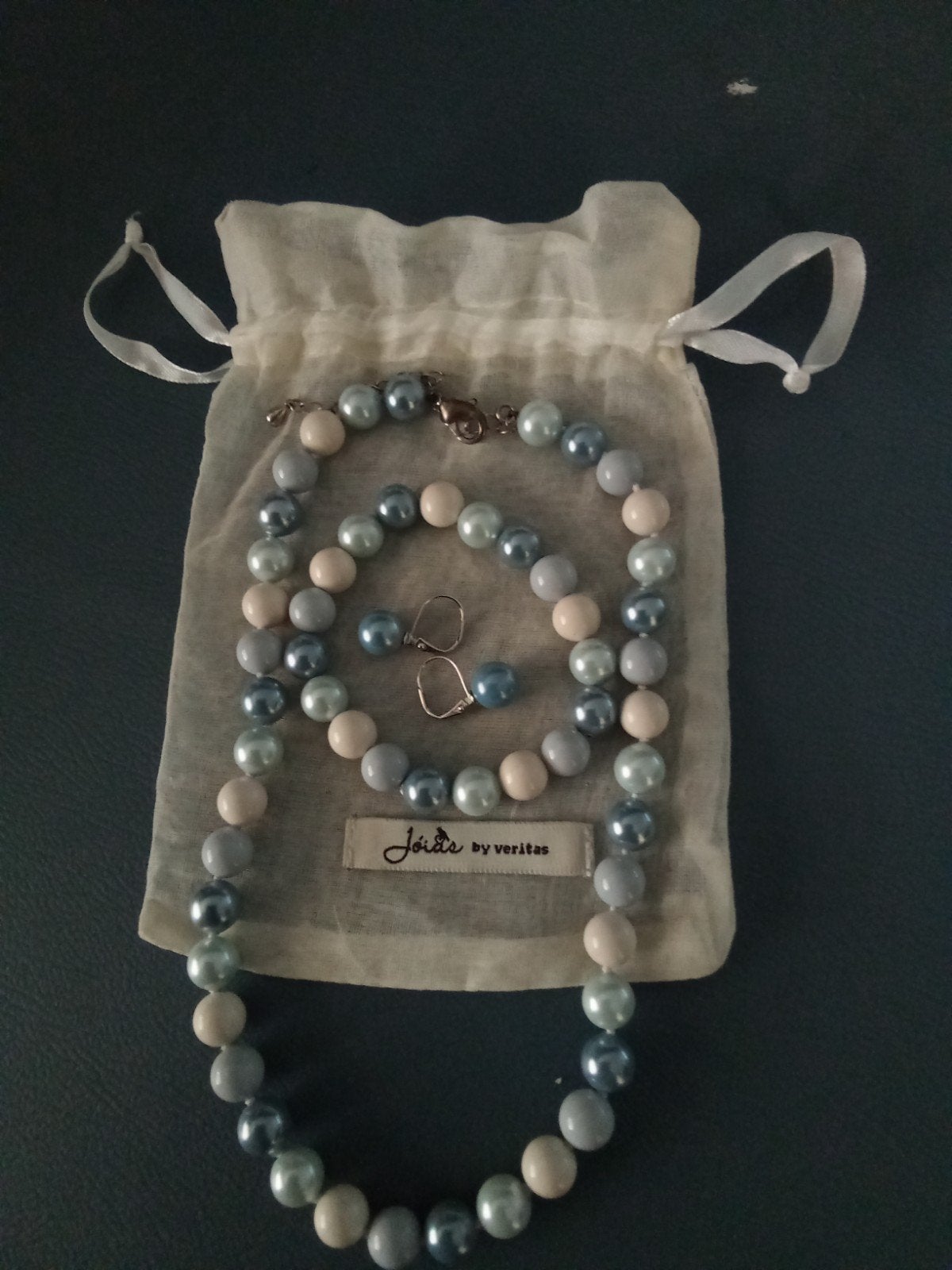 ensemble de bijoux en perles Mallorca, Bijoux, Sacs & Beauté, Colliers, Pierre ou Minéral, Enlèvement ou Envoi, Comme neuf, Réglable