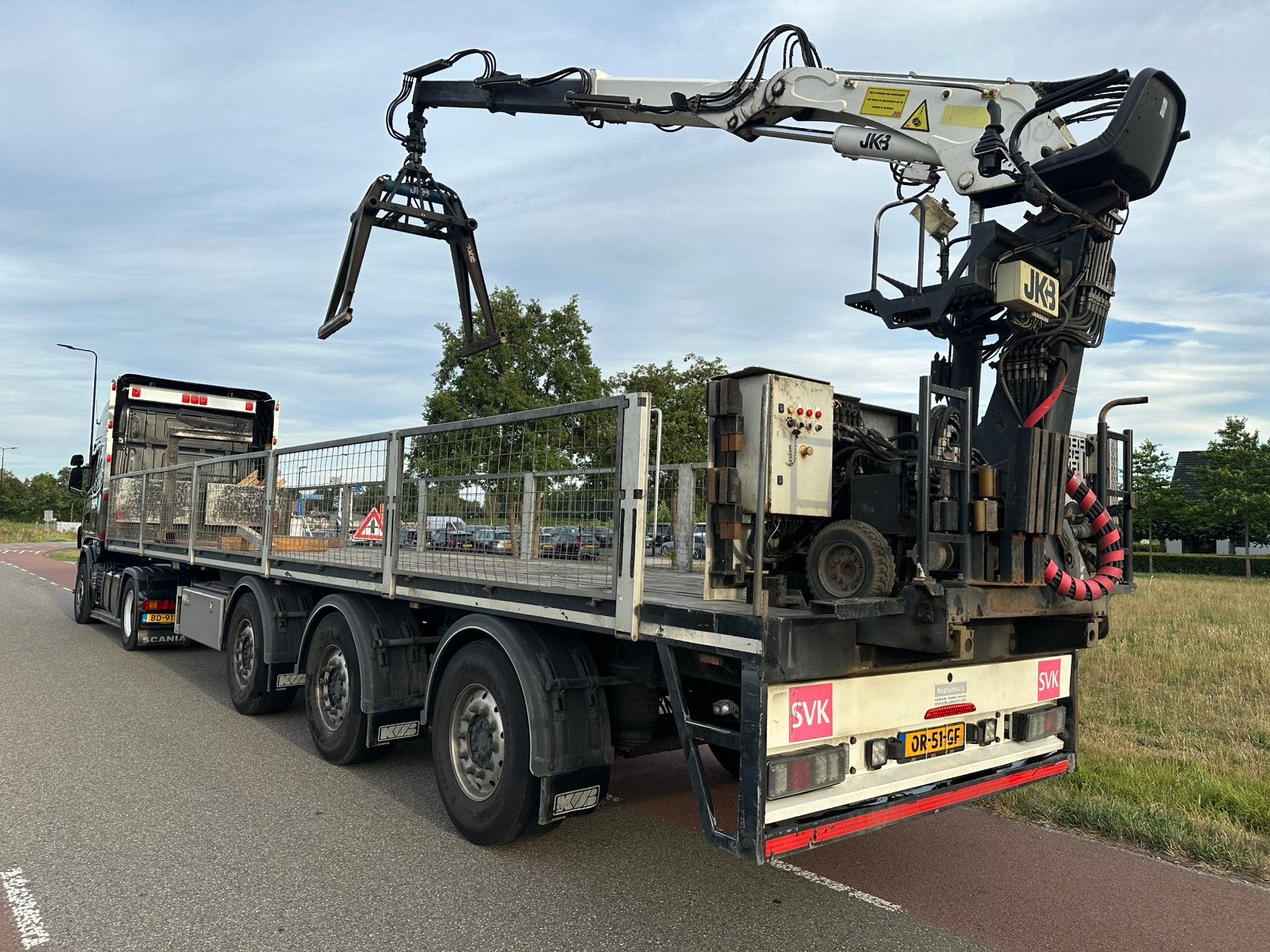 Kwb Steenoplegger stenentrailer + JKB kraan met joysticks, Autos, Camions, Achat, Particulier, ABS