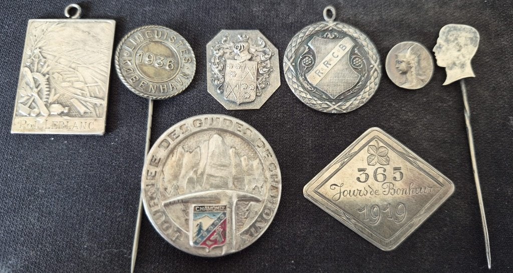 Lot van 10 oude medailles, insignes, speldjes ..., Verzamelen, Militaria | Algemeen, Ophalen