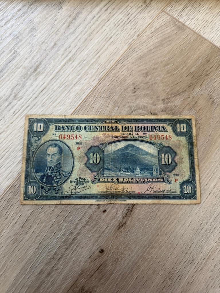 10 Boliviens 1928 !, Timbres & Monnaies, Billets de banque | Amérique, Enlèvement ou Envoi