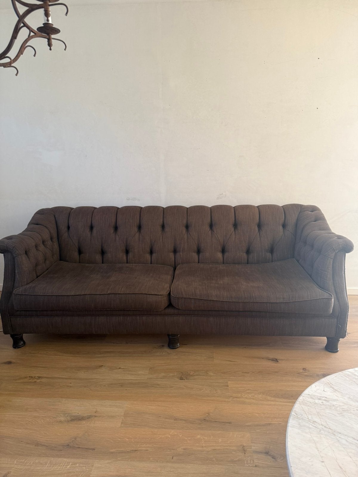 Landelijke bruine zetel, Huis en Inrichting, Zetels | Zetels, Ophalen, 250 tot 300 cm, Gebruikt, 75 tot 100 cm