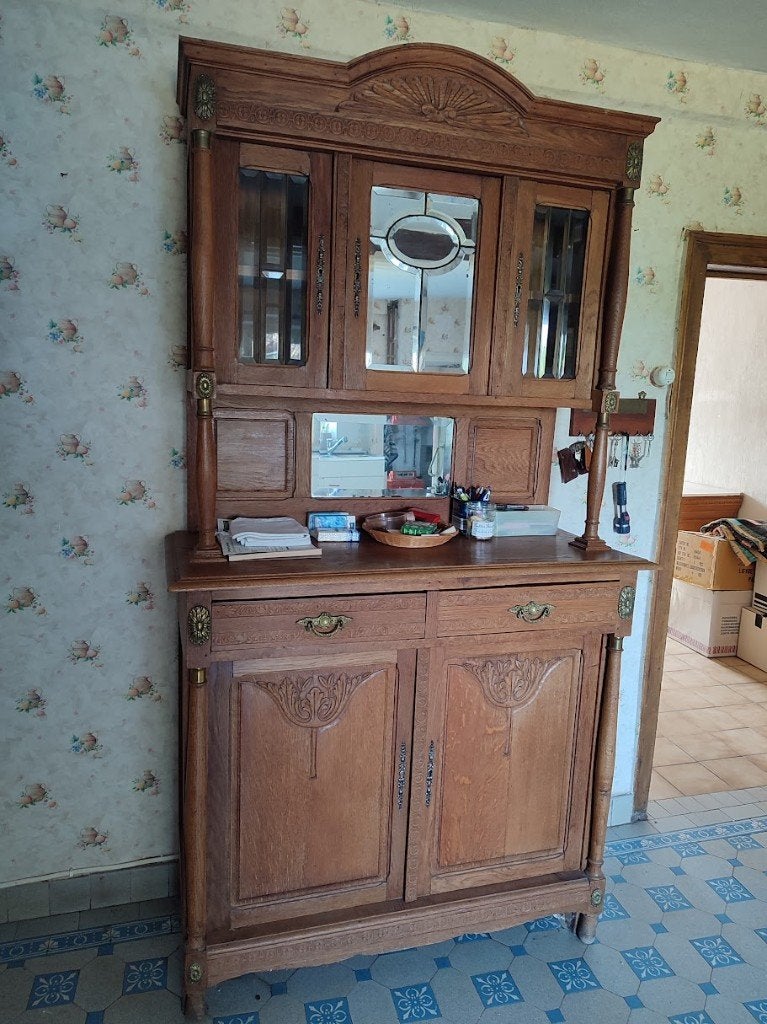 meuble deux corps ancien, Maison & Meubles, Armoires | Buffets, 100 à 150 cm, Utilisé, Chêne, Avec tiroir(s)