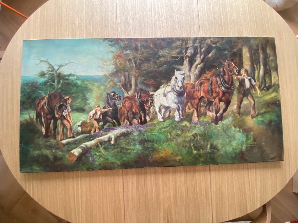 Schilderij klassiek paarden, Ophalen of Verzenden, Klassiek, Dieren