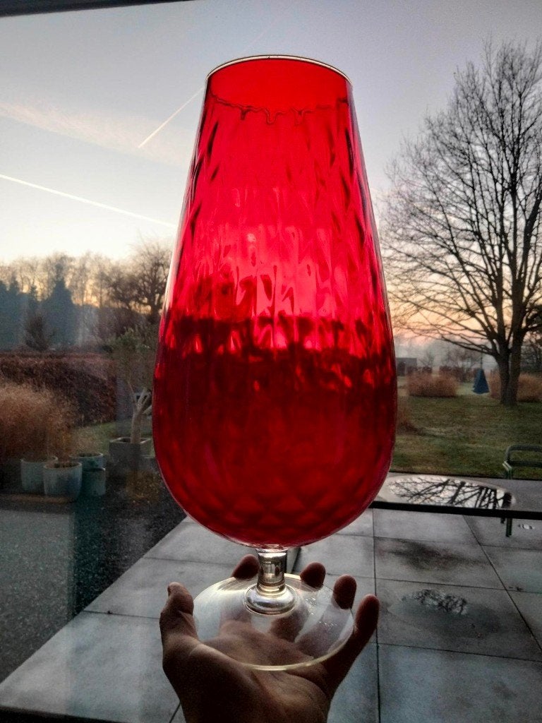 1970s vintage glas glazen vaas Empoli Italy, Ophalen, Huis en Inrichting