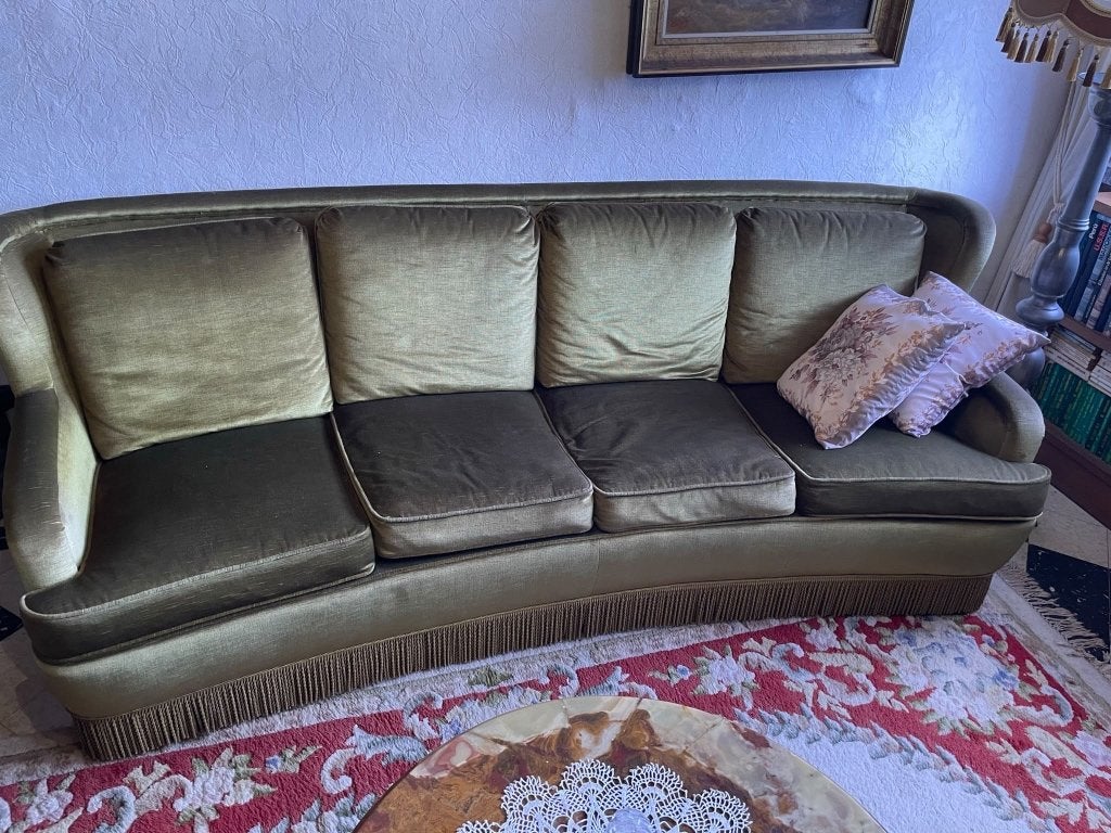 Vintage zetel, Huis en Inrichting, Ophalen, Gebruikt, Rechte bank, Hollywood Regency