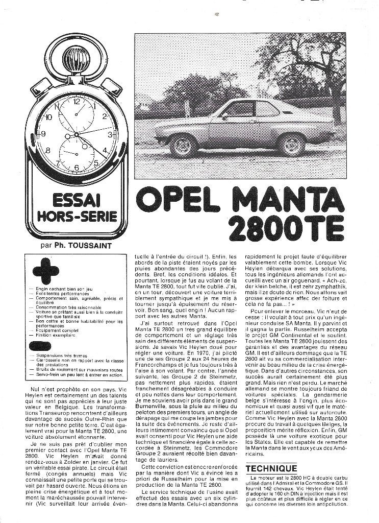 OPEL MANTA TE 2800, Enlèvement ou Envoi, Comme neuf, Opel
