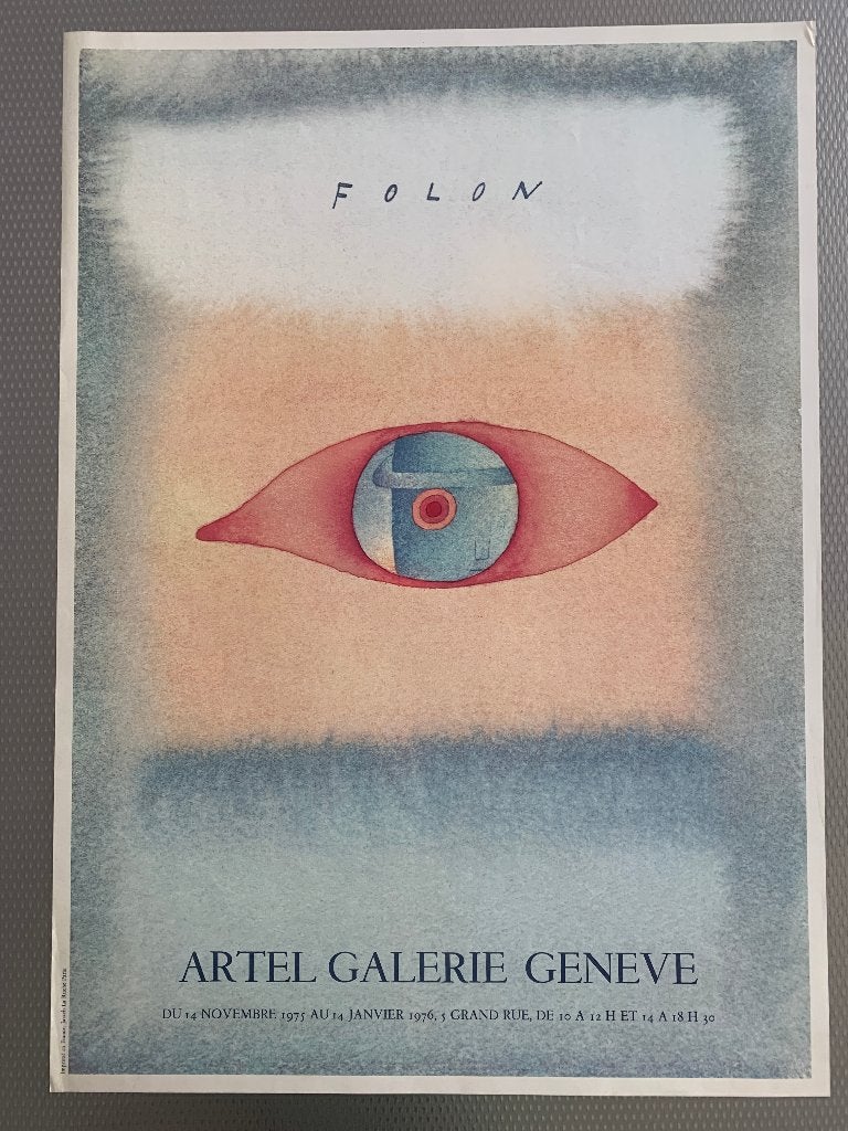 Jean-Michel Folon - affiche - Artel Galerie Geneve, Gesigneerd, Ophalen of Verzenden