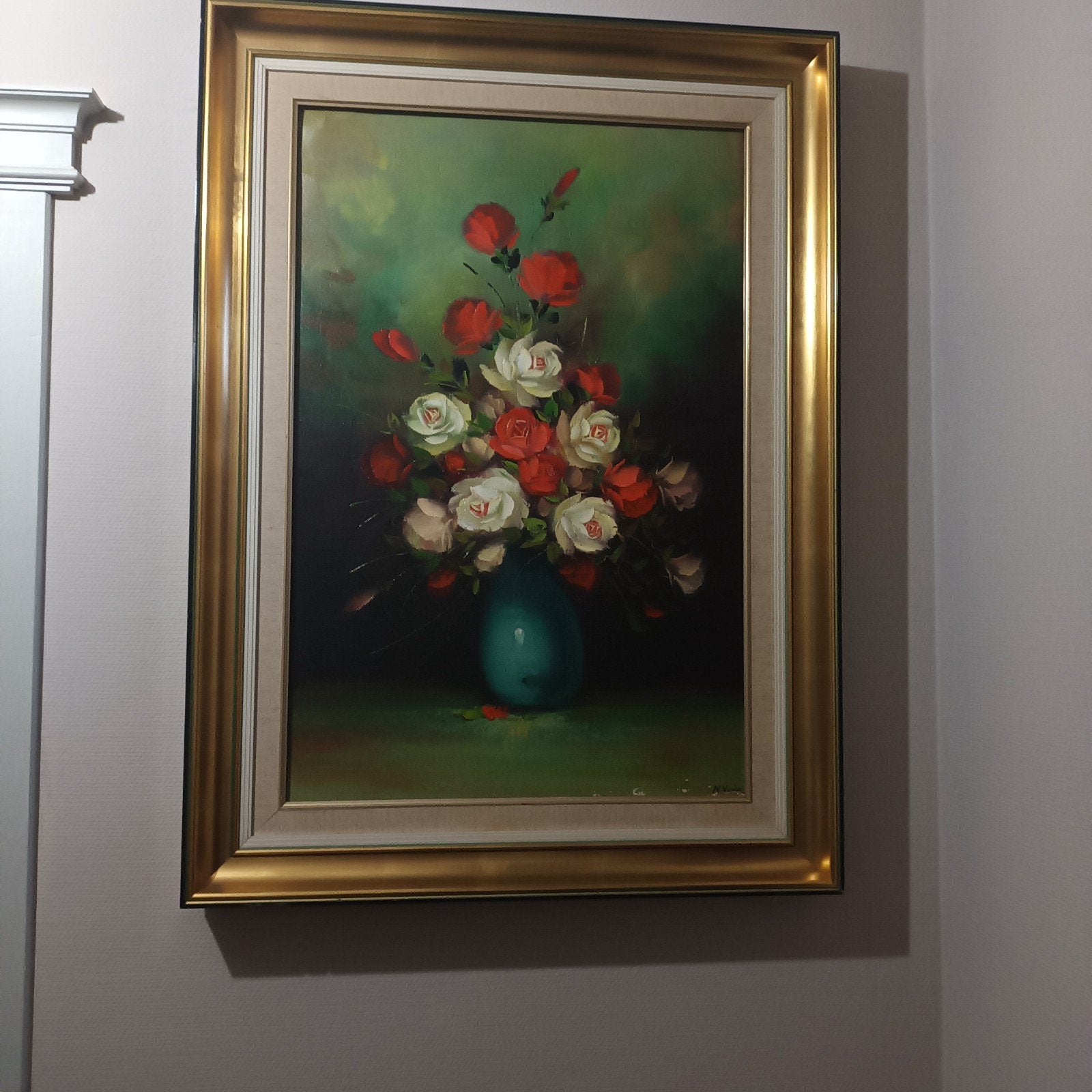 schilderij verguld kader, Antiek en Kunst, Ophalen, Olieverf, Doek