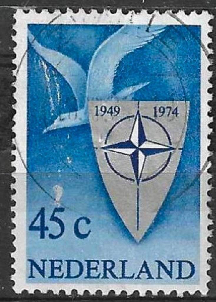 Pays-Bas 1974 - Yvert 1008 - 25 ans de l'OTAN (ST), Timbres & Monnaies, Timbres | Pays-Bas, Envoi, Affranchi