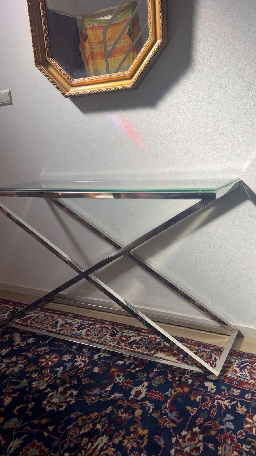 Te koop mooie sidetable, Ophalen, Gebruikt, 50 tot 100 cm, Glas