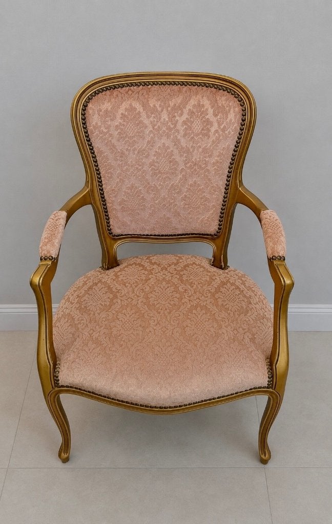 Chaise style Louis XV rose poudré, Maison & Meubles, Bois, Autres couleurs, Comme neuf, Enlèvement