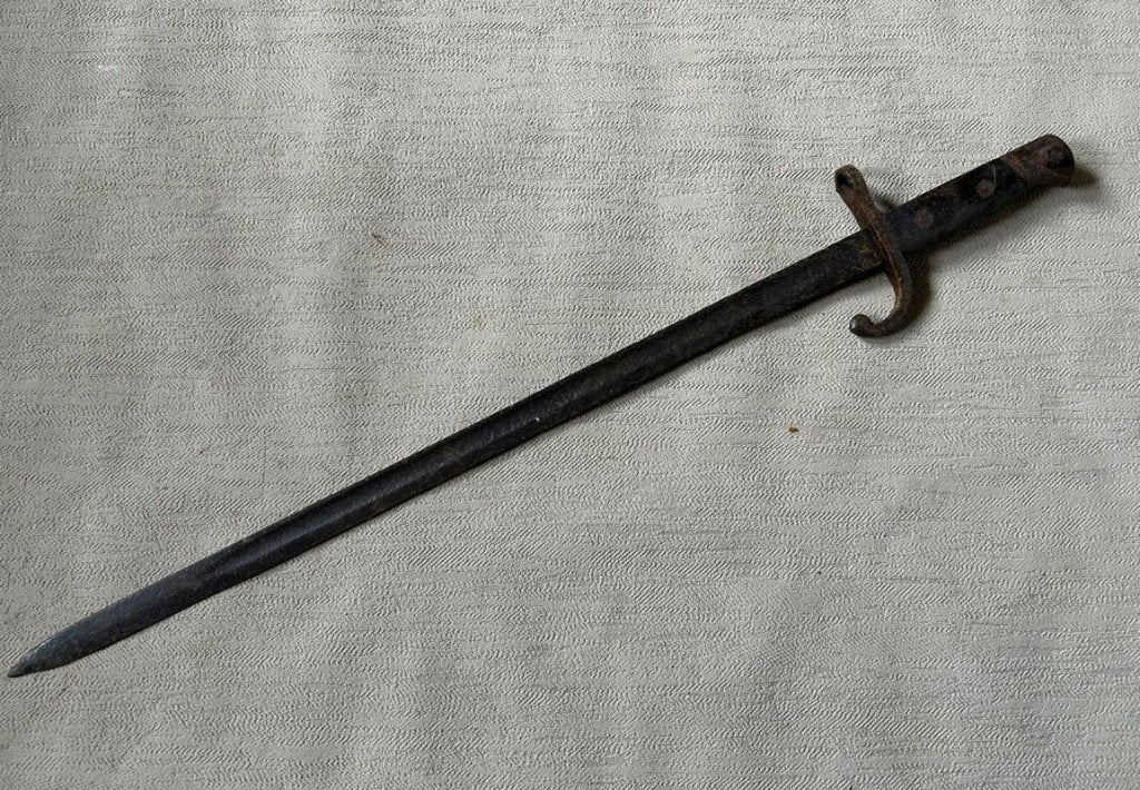 wo1 - Belgische bajonet model 89 voor carabine 1889, Verzamelen, Ophalen of Verzenden, Landmacht, Mes of Dolk