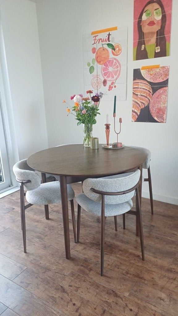 Table à manger extensible marron foncé, Maison & Meubles, Tables | Tables à manger, Quatre personnes, 200 cm ou plus, Rond, Comme neuf