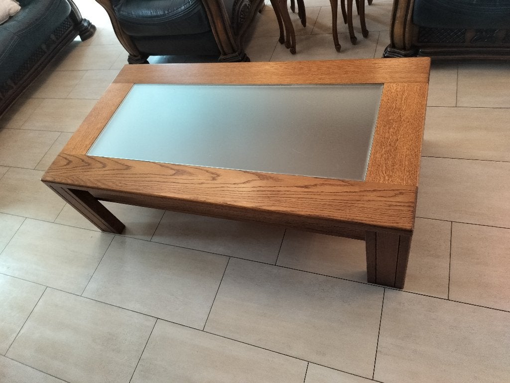 eikenhouten salontafel, Enlèvement, Utilisé, Verre