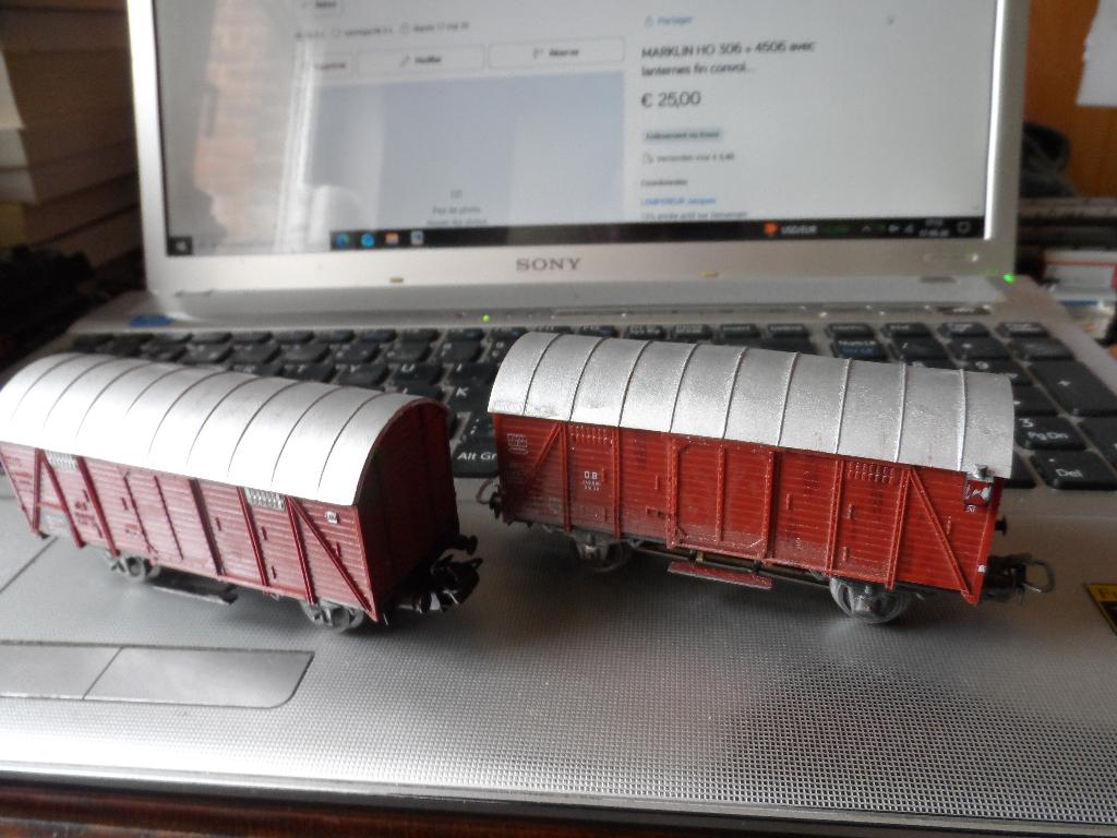 MARKLIN HO 306 + 4506 avec lanternes fin convoi..., Hobby & Loisirs créatifs, Analogique, Enlèvement ou Envoi, Wagon, Utilisé