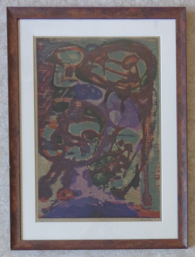 MOGENS BALLE / COBRA / KLEURHOUTSNEDE / 73x54cm / KADER, Signé, Enlèvement, Gravure