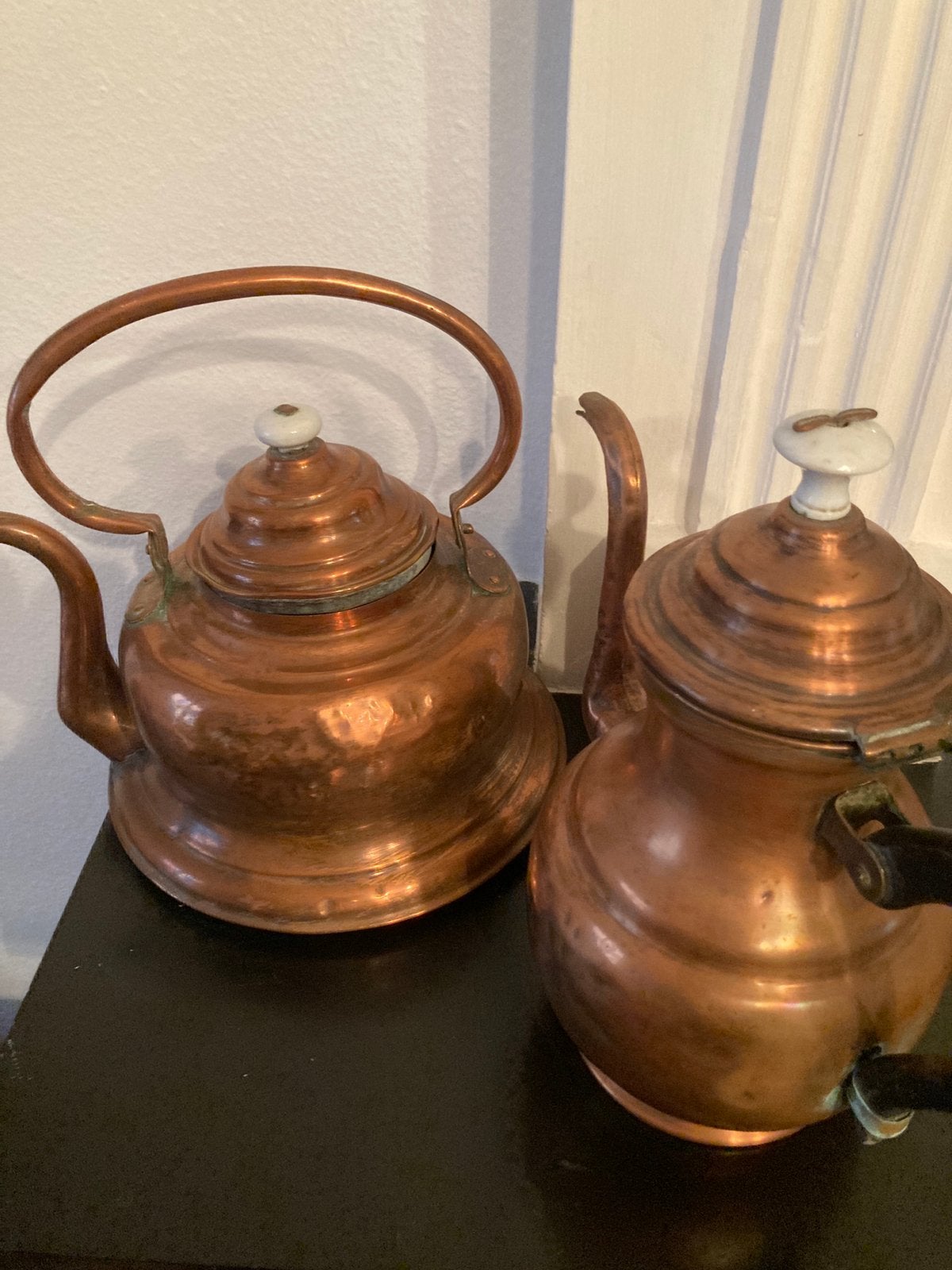 2 oude koperen potten, Antiek en Kunst, Ophalen