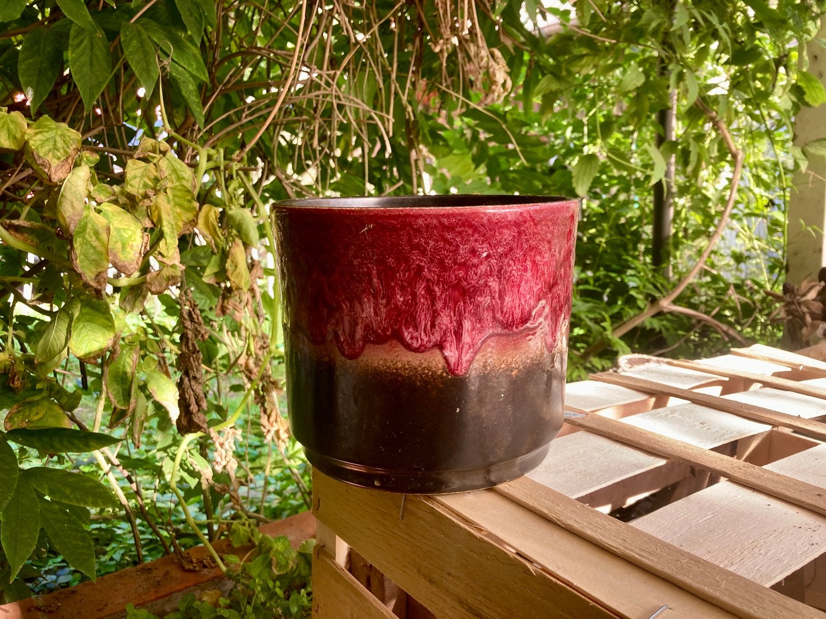 Vintage bloempot, Tuin en Terras, Ophalen, Zo goed als nieuw, Terracotta