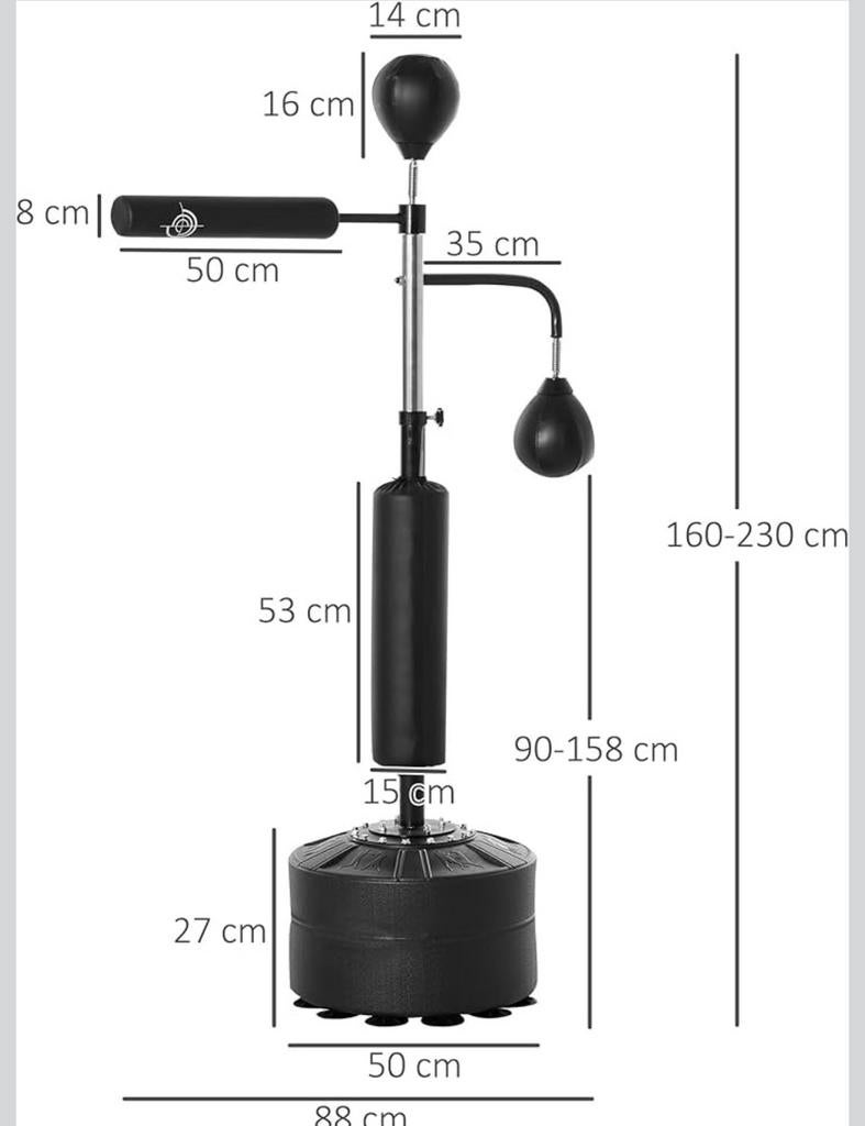 HOMCOM Punching Ball Freestanding Boxing Punch Bag 3 in 1, Ophalen, Zo goed als nieuw