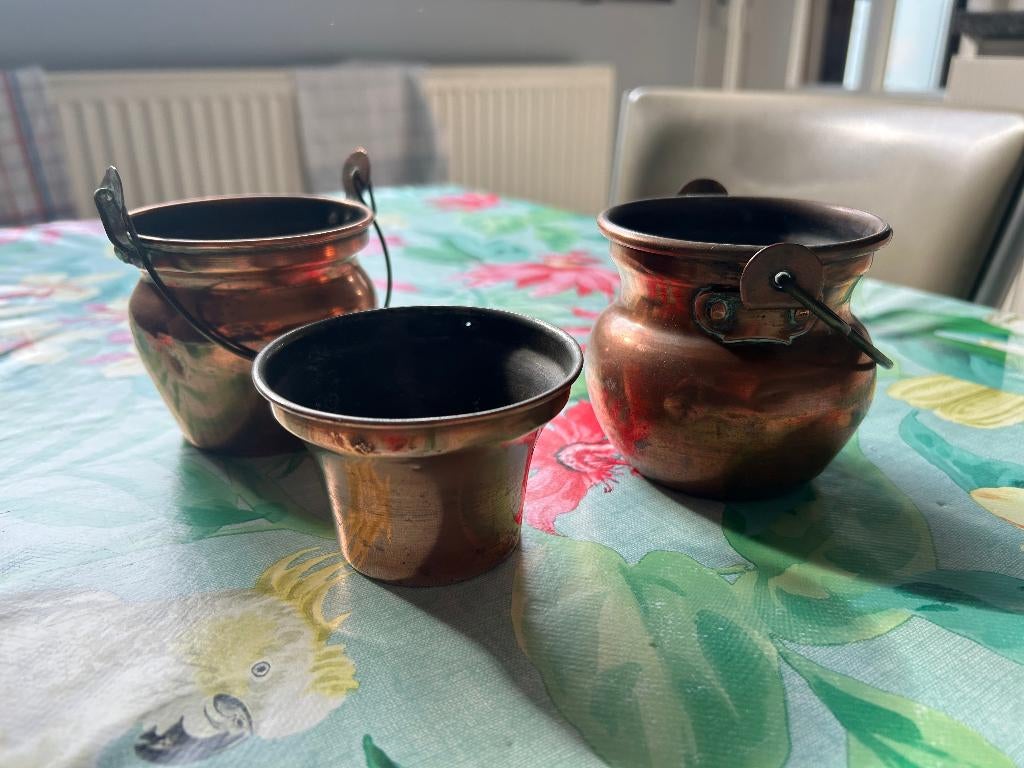 2 koperen lijmpotten, Antiek en Kunst, Ophalen, Koper