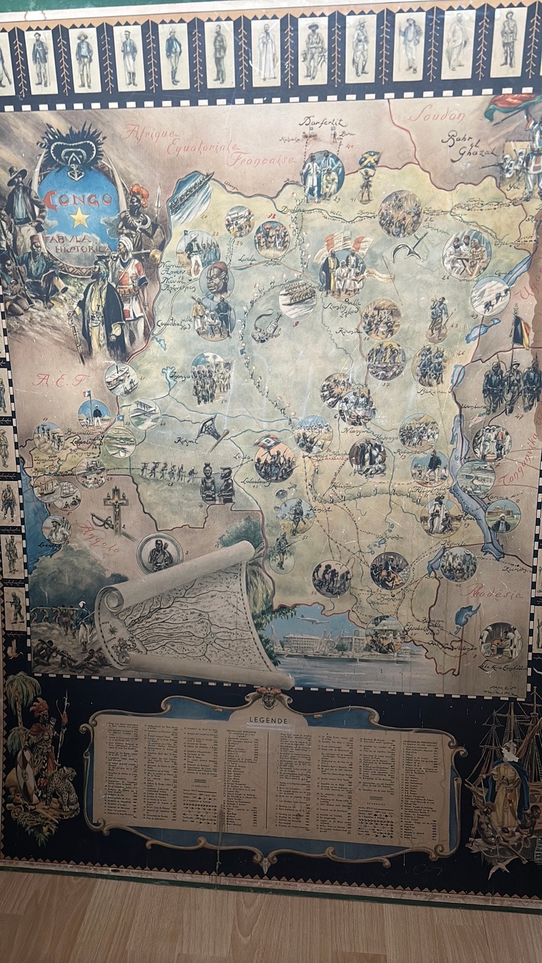 Originele schoolwandkaart Belg Congo Van Campenhout 1945-55, Enlèvement