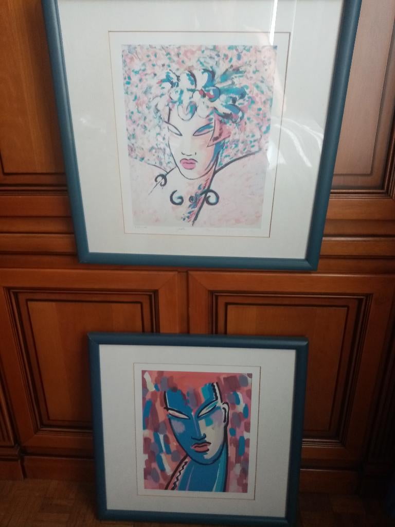 2 Lithografie „Mask” van André Van Schuylenbergh, Ophalen