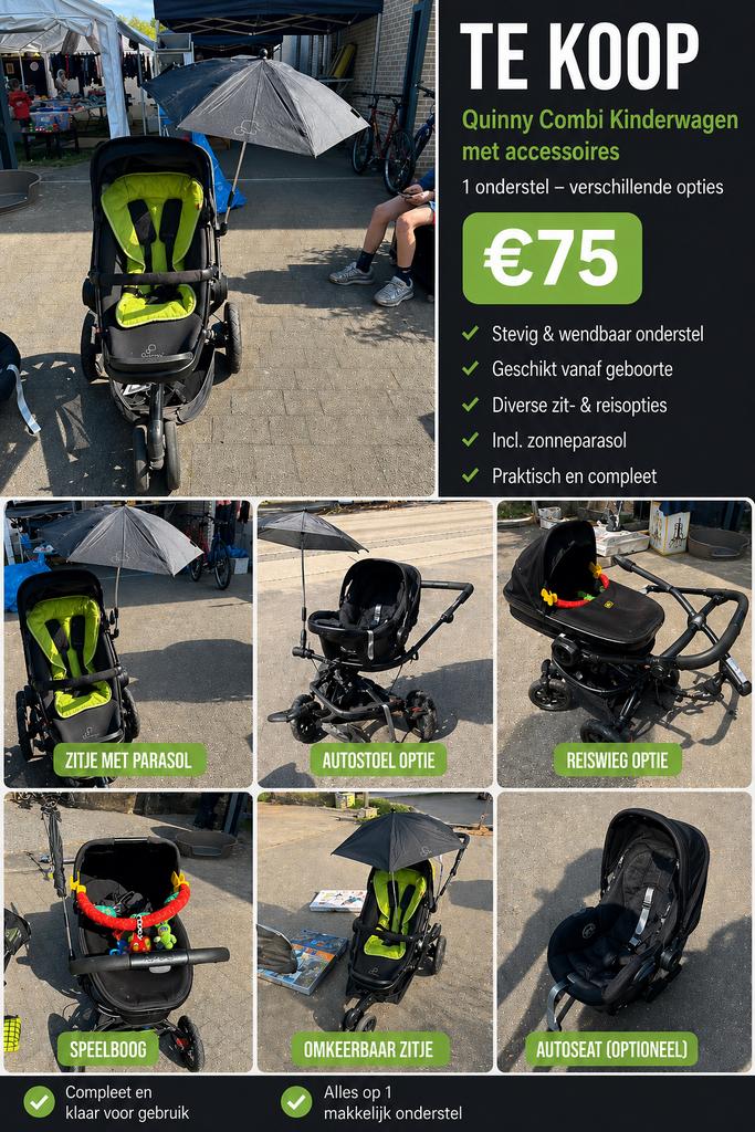 Quinny combi kinderwagen met accessoires, Ophalen, Gebruikt, Kinderwagen, Quinny