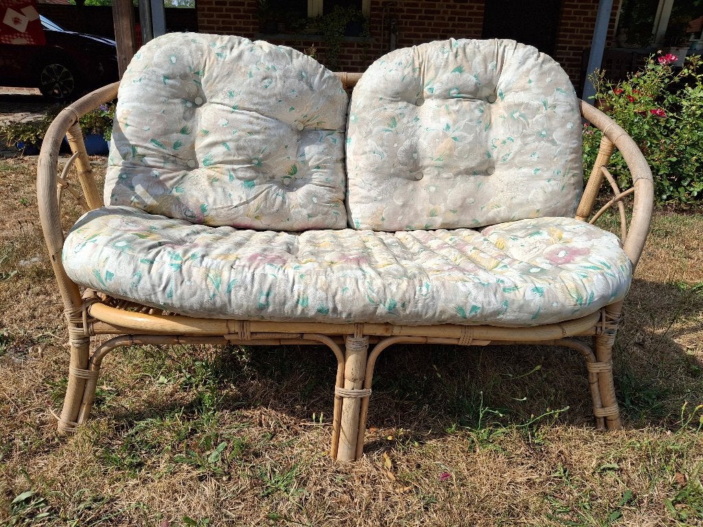 Rotan tweepersoons zeteltje, Jardin & Terrasse, Ensembles de jardin, Rotin, Salons de jardin, Banque, Enlèvement