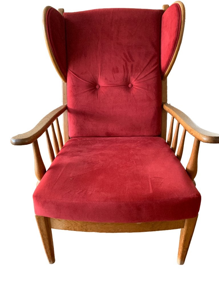 Vintage rood fluwelen zetel, Antiek en Kunst, Ophalen
