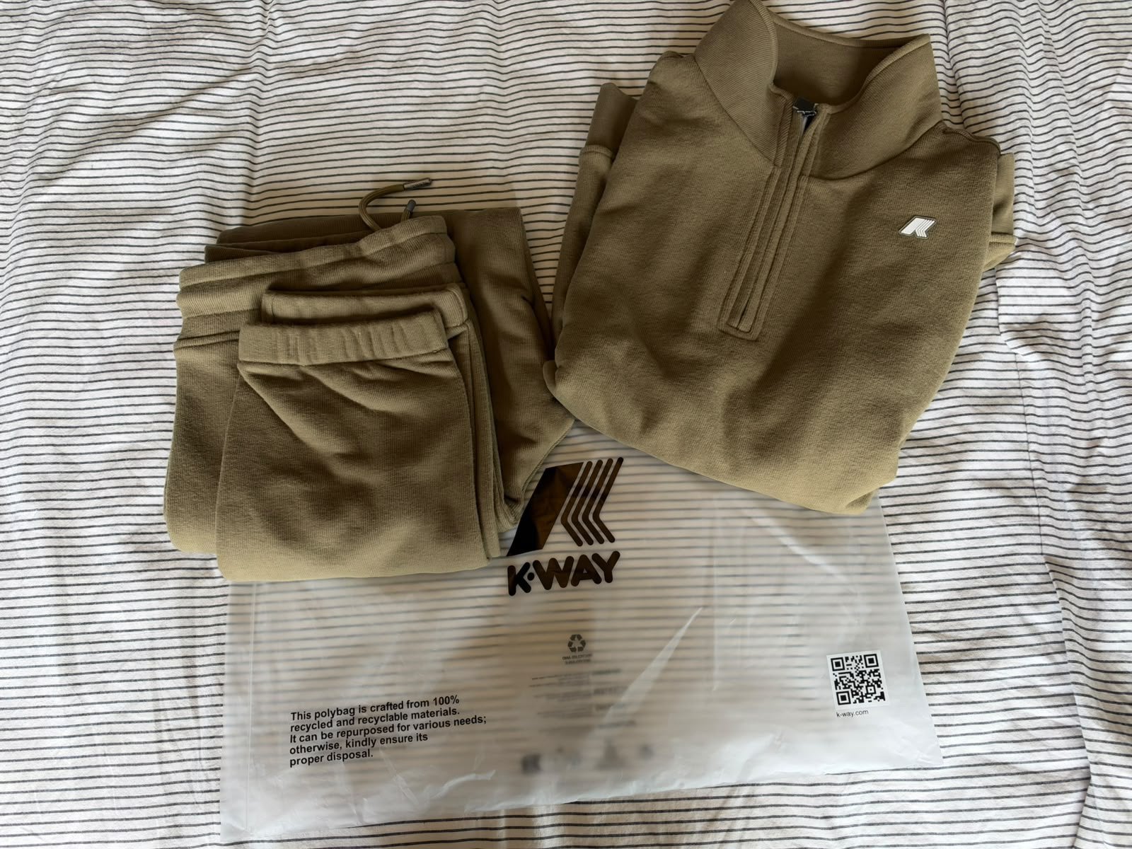 K-Way Olive Green Tracksuit Set Zip Fleece + Joggers  Size L, Vêtements | Hommes, Enlèvement ou Envoi, Neuf, Taille 52/54 (L)