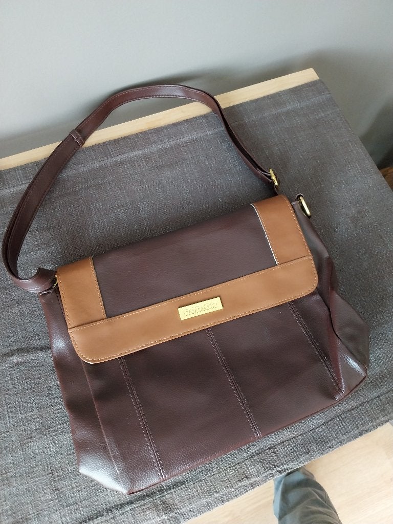 Vintage Rodier - donkerbruine schoudertas, Handtassen en Accessoires, Tassen | Schoudertassen, Gebruikt, Bruin, Leer, Ophalen