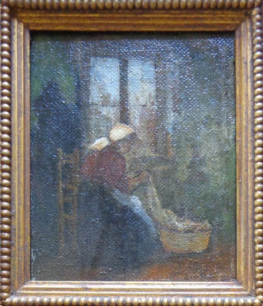 EMILE VERBRUGGE / FEMME DE PECHEUR / OLIEVERF PANEEL 44x40cm, Paneel, Portret of Personen, Expressionistisch, Ophalen of Verzenden