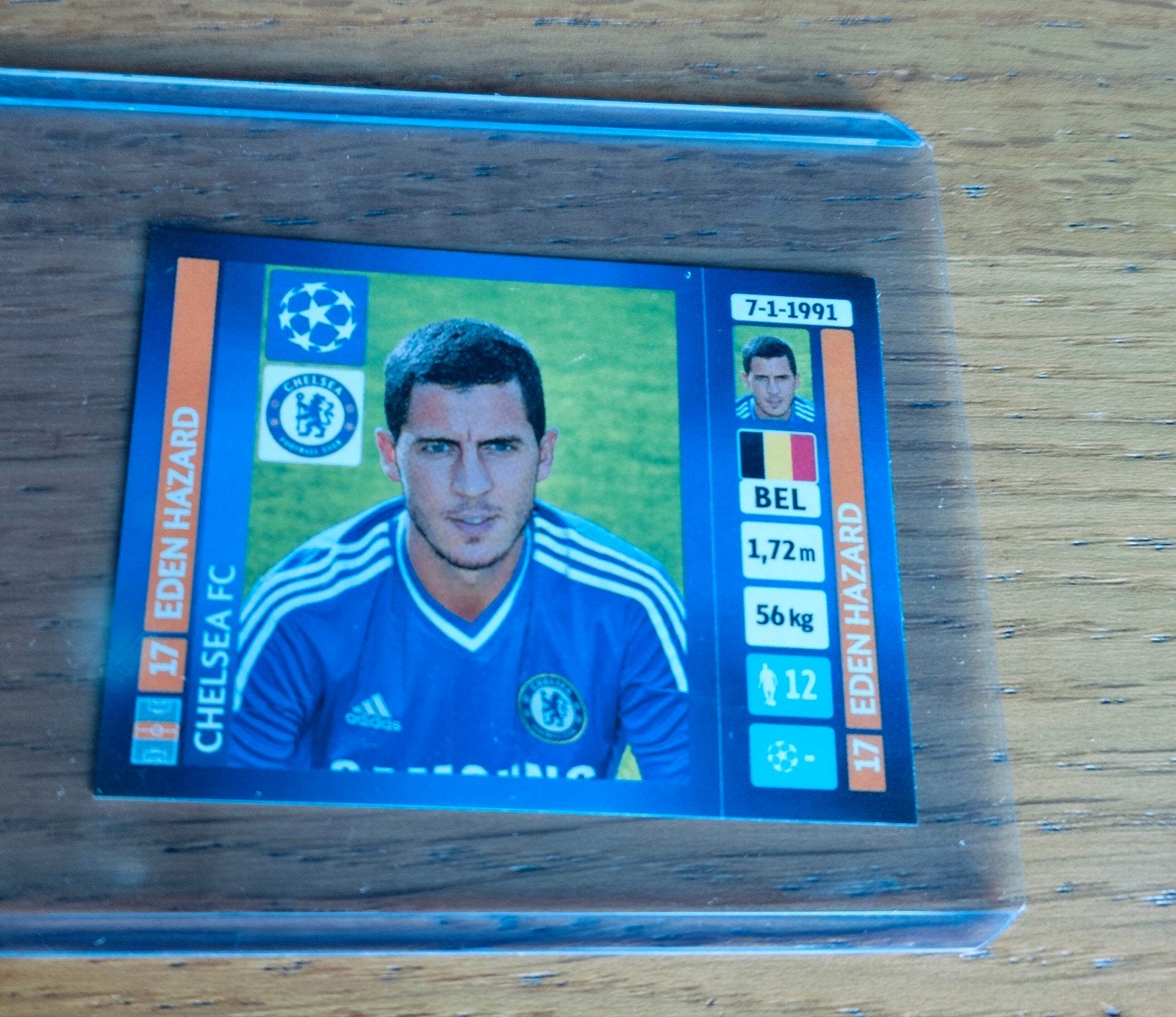 Panini sticker Eden Hazard Chelsea CL 2013-2014, Envoi, Autocollant