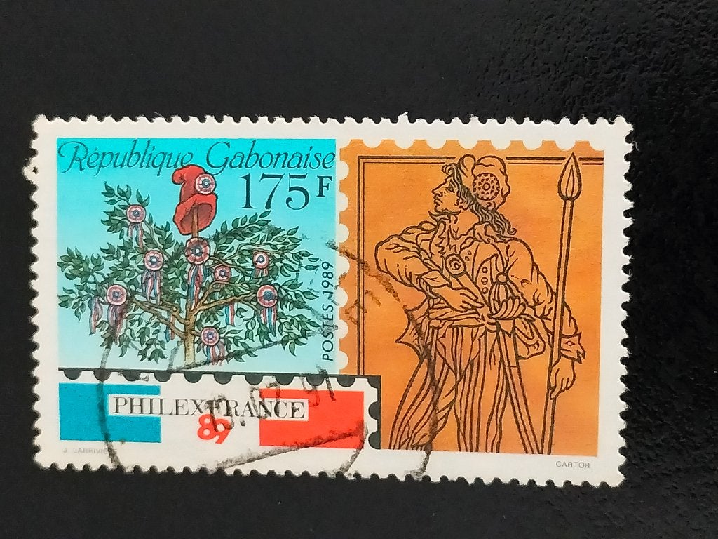 Gabon 1989 - postzegeltentoonstelling, boom met cocardes, Verzenden, Overige landen, Gestempeld