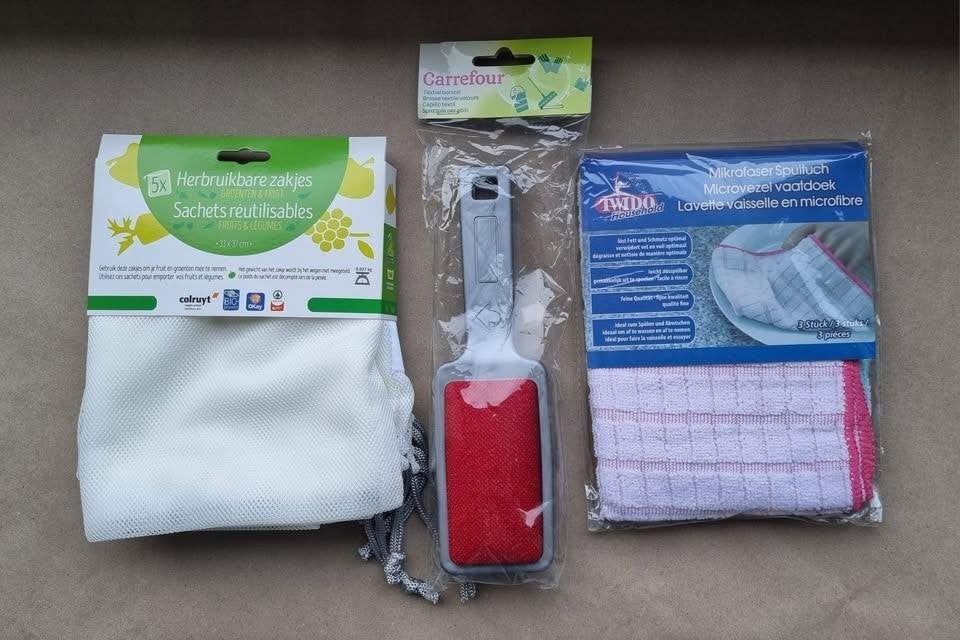 Sacs réutilisables + brosse textile + torchons en microfibre, Maison & Meubles, Enlèvement ou Envoi, Neuf