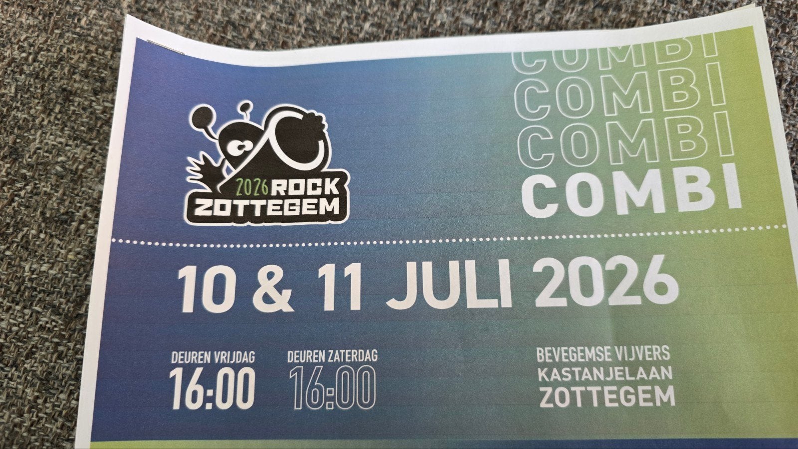 Combiticket Rock Zottegem 10 en 11 juli  met drankvouchers, Tickets en Kaartjes, Sport | Voetbal, Eén persoon, Juli