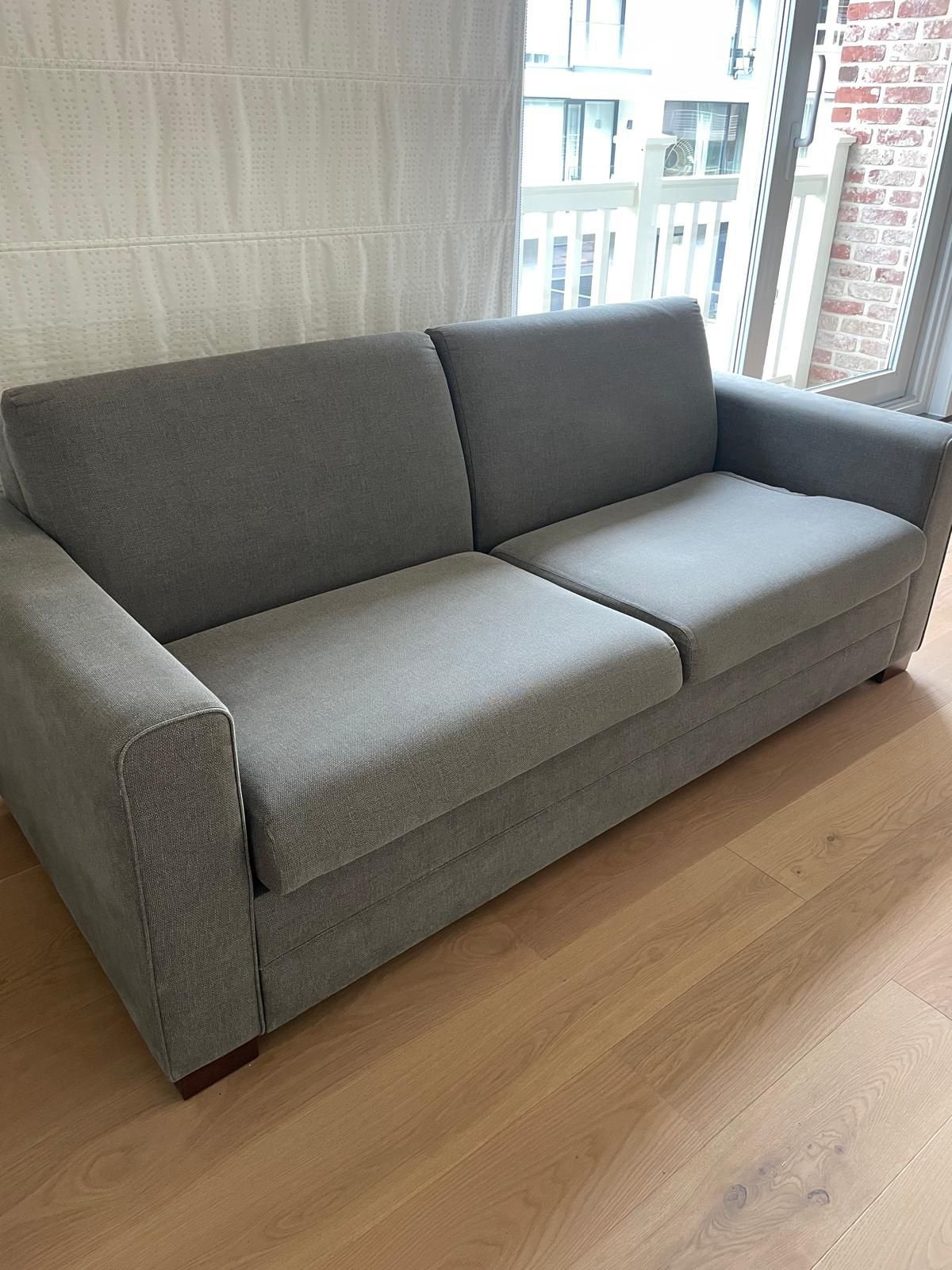 Zetelbed bed zetel grijs 160, Ophalen, Zo goed als nieuw, Tweepersoons, Rechte bank