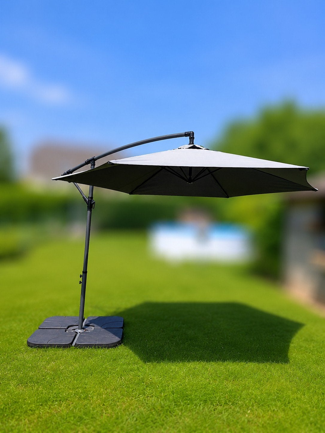 Zweefparasol met voet en verzwaarde blokken, Ophalen, 2 tot 3 meter, Verstelbaar, Zweefparasol