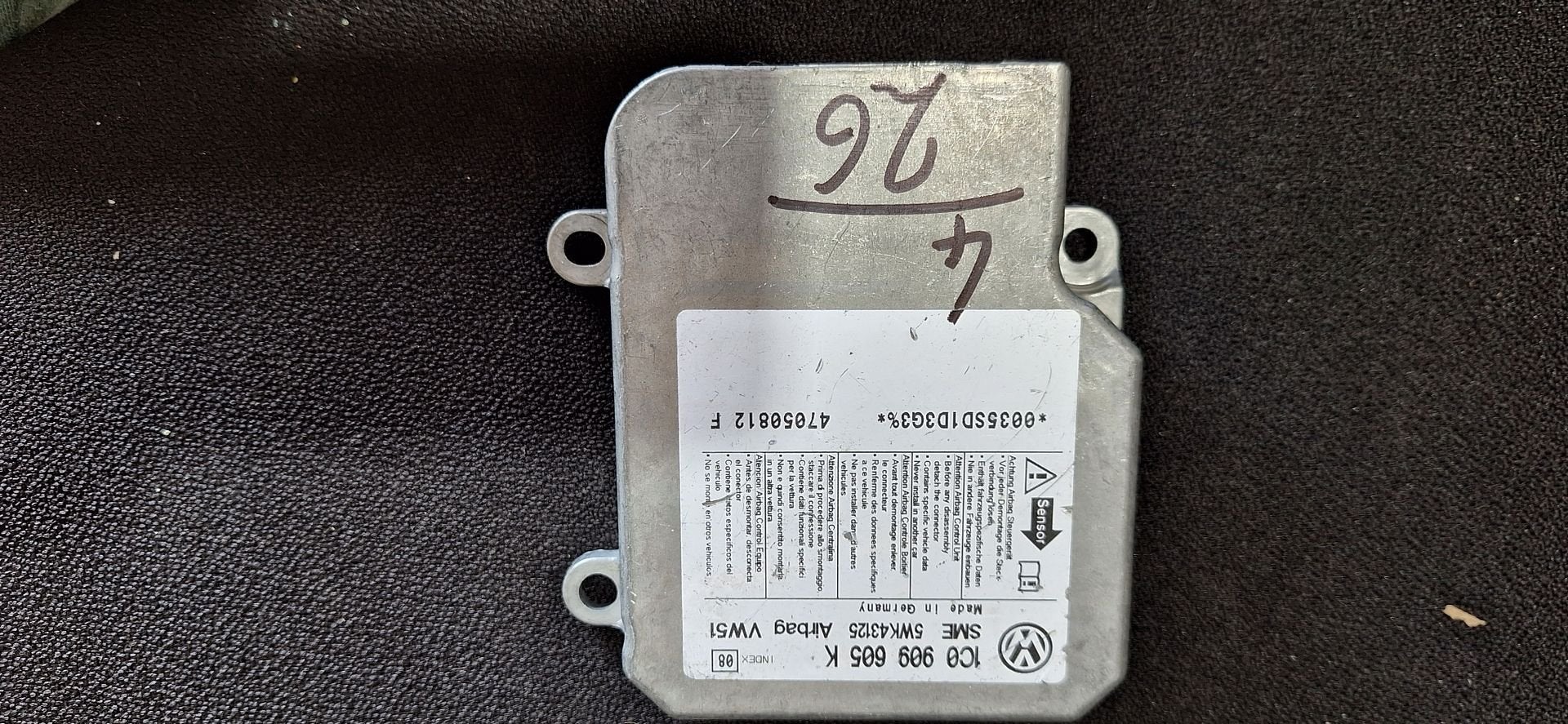 Originele Airbag Stuurmodule Computer VW Continental Airbag, Volkswagen, -, Utilisé, -