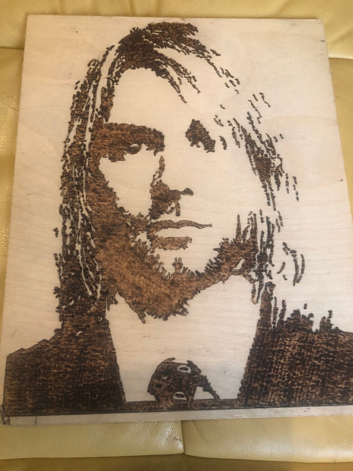 Pyrografie portret Kurt Cobain, Antiek en Kunst, Kunst | Tekeningen en Fotografie, Ophalen of Verzenden, Overige typen, Overige technieken