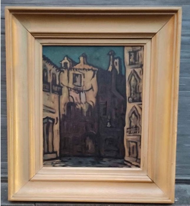 Huile sur panneau maison signe ben genaux, Enlèvement ou Envoi, Panneau