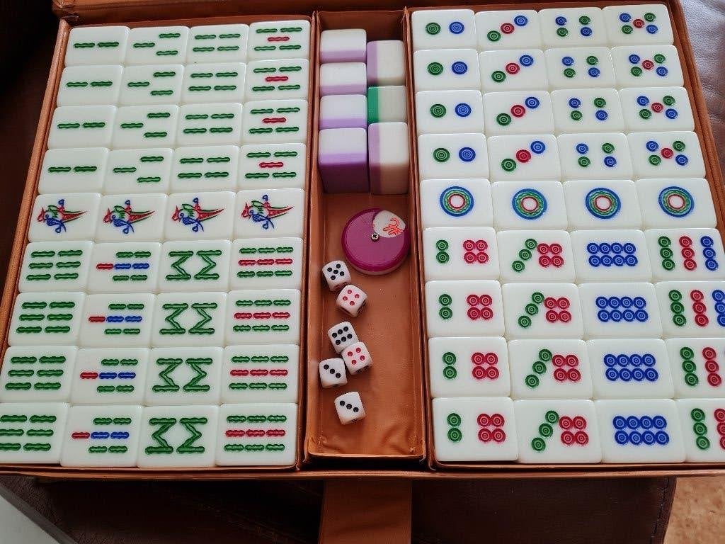 Mahjong spel., Een of twee spelers, Ophalen, Gebruikt, Ta-Hwa