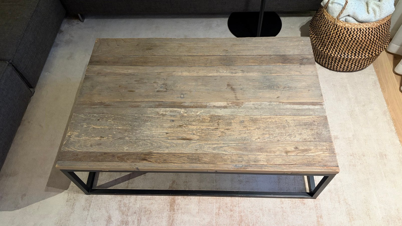 Salontafel hout met staal, 100 à 150 cm, Comme neuf, Enlèvement, 50 à 100 cm