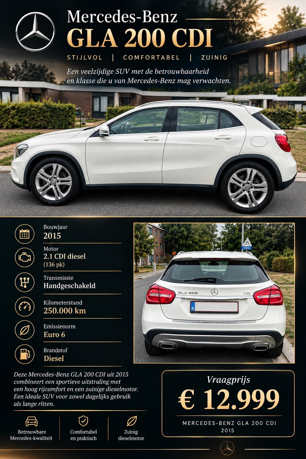 Mercedes-Benz GLA ! Top staat !, Autos, Achat, Euro 6, Boîte manuelle, Diesel