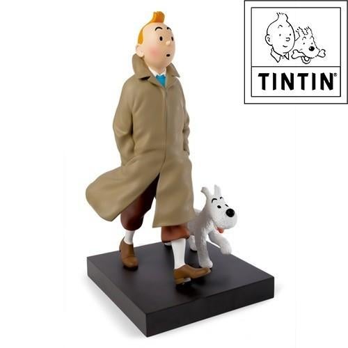 Hergé – Figurine Tintin en trench coat et Milou – 60 cm, Enlèvement, Neuf, Autres types
